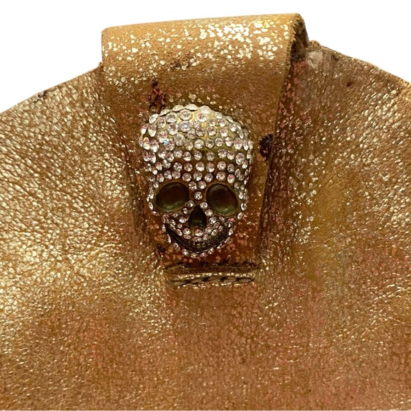 Zadig & Voltaire Gold Western Boots with Rhinestone Skull Size 9 EU 39 - Picture 13 of 13